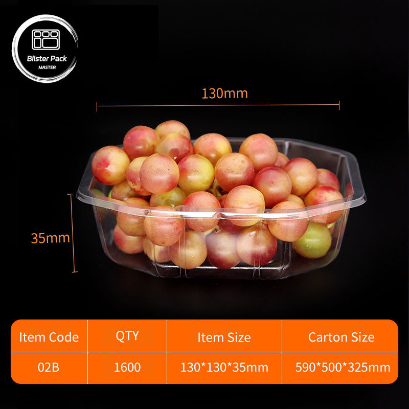 Transparent PET Clamshell Fruit Containers Disposable Plastic Boxes with Lids for Litchi & Grape Packaging