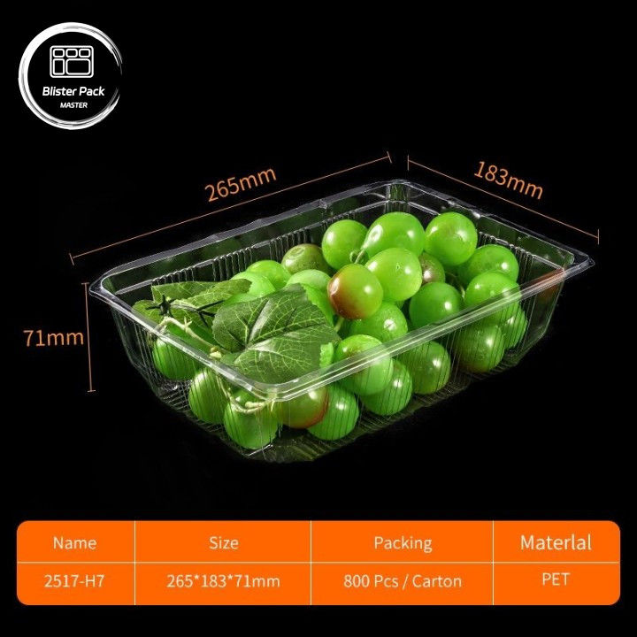 Transparent PET Clamshell Fruit Containers Disposable Plastic Boxes with Lids for Litchi & Grape Packaging