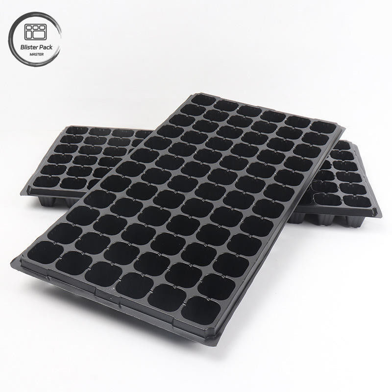 Durable Black Plastic Seedling Trays for Greenhouses Recycled Material 50 Cell Seeder 3.8cm Deep Holes