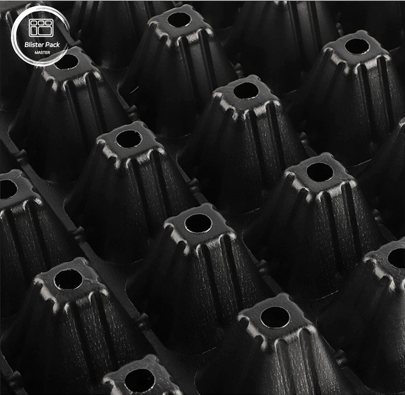 Durable Black Plastic Seedling Trays for Greenhouses Recycled Material 50 Cell Seeder 3.8cm Deep Holes