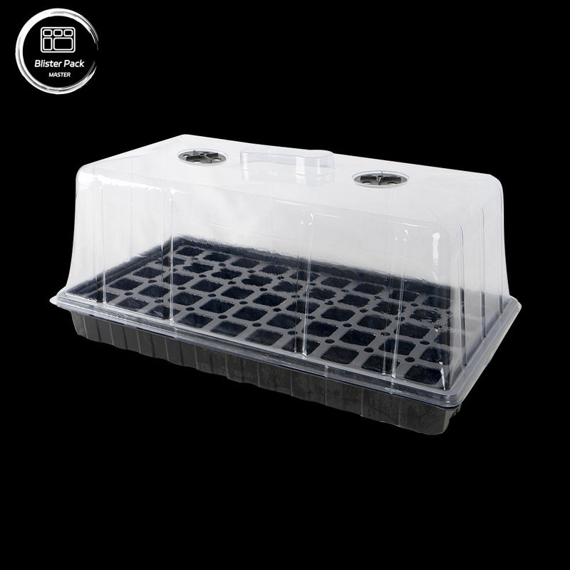 Durable Black Plastic Seedling Trays for Greenhouses Recycled Material 50 Cell Seeder 3.8cm Deep Holes