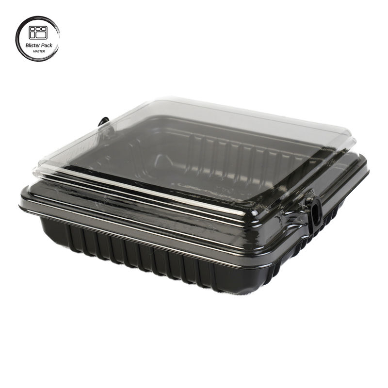 Small Square PET Disposable Plastic Food Containers with Stackable Design for Restaurant Takeaway