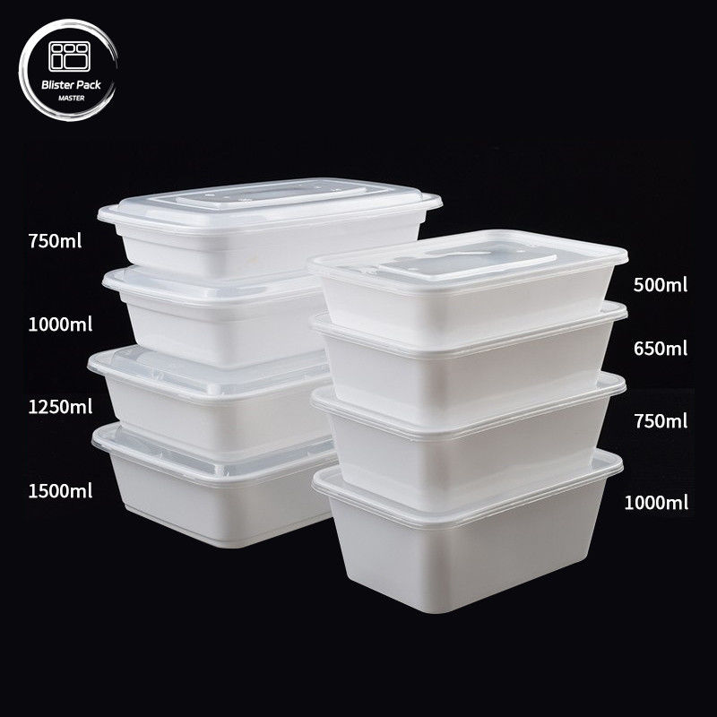 Microwavable PP Disposable Plastic Bento Box With Lids Clea Multi-Size 500ml To 1500ml