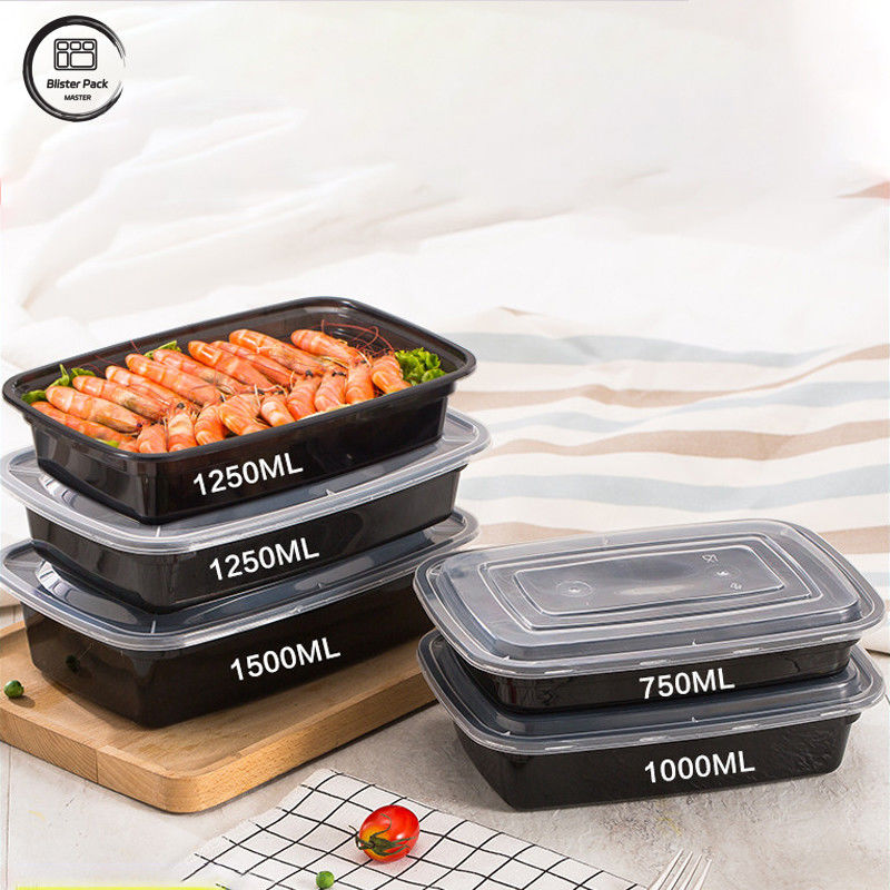Microwavable PP Disposable Plastic Bento Box With Lids Clea Multi-Size 500ml To 1500ml