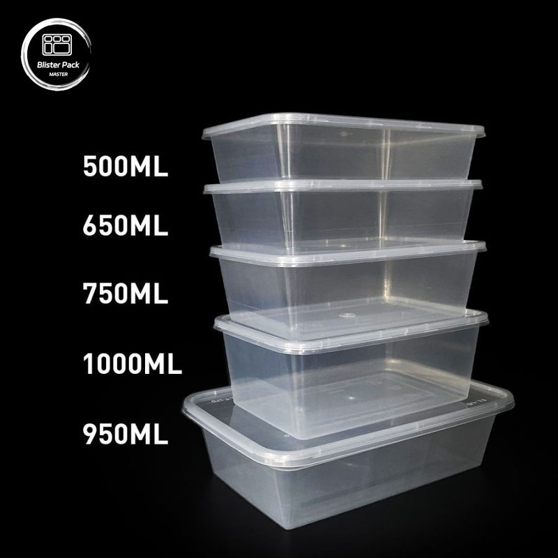 Rectangular PP Disposable Plastic Food Containers Versatile Sizes from 500ml to 1000ml