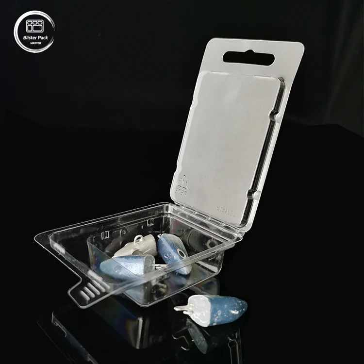 Transparent Clamshell Custom Blister Packaging For Fish Lures Clear Plastic Display Boxes
