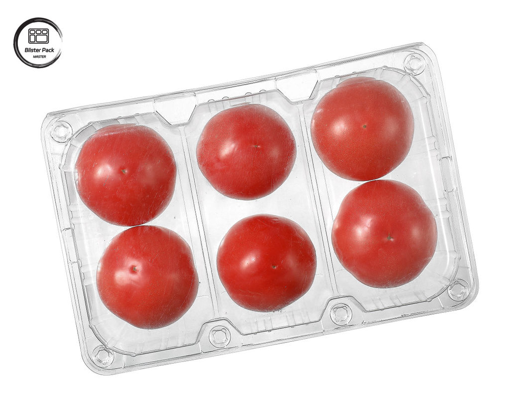Disposable Blister Tomato Disposable Fruit Container 6 Piece Rectangular Plastic For Packaging