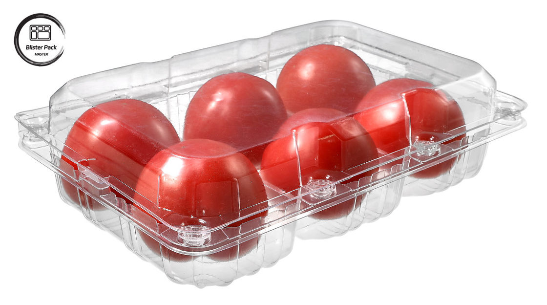 Disposable Blister Tomato Disposable Fruit Container 6 Piece Rectangular Plastic For Packaging