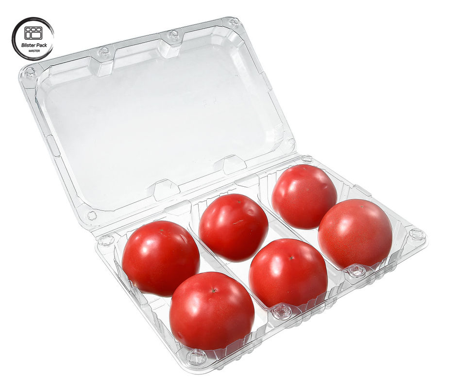 Disposable Blister Tomato Disposable Fruit Container 6 Piece Rectangular Plastic For Packaging