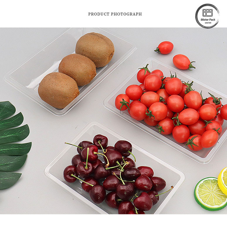 Transparent Disposable Fruit and Vegetable Tray Flat Bottom Plastic Packaging for Fresh Produce