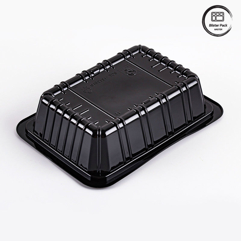 Supermarket Chili Disposable Plastic Tray Deep Rectangular Fruit Black Containers Vegetables Fresh Packaging Food Tray