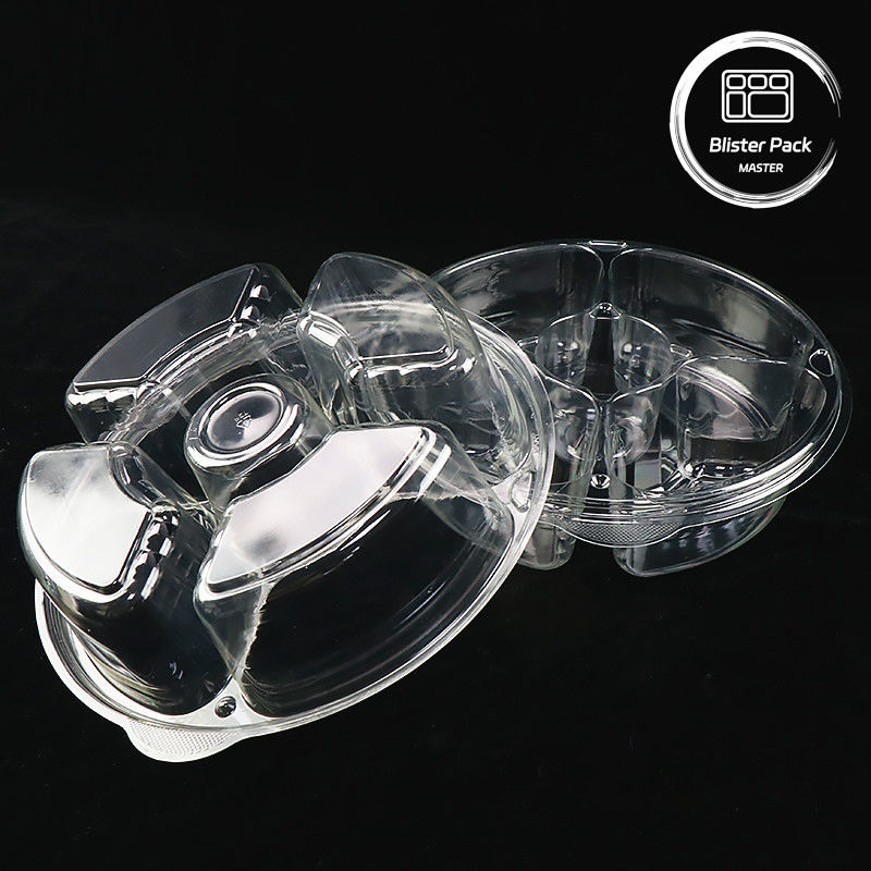 5 Section Round Serving Tray With Lid Plastic Platter Trays For Supermarket Veggie Display