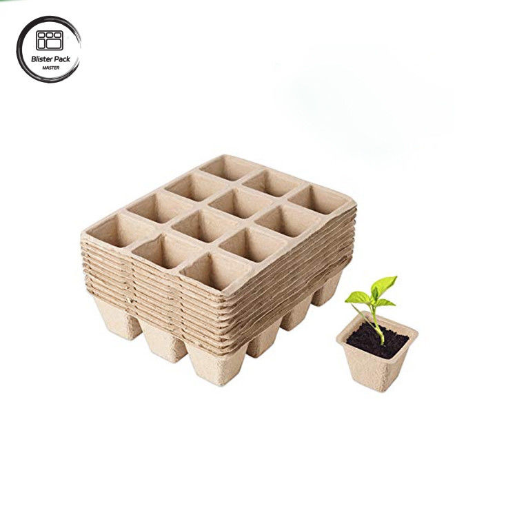 Custom Biodegradable Sugarcane Bagasse 12 Cell Plant Trays Starter Kit For Seed Planting
