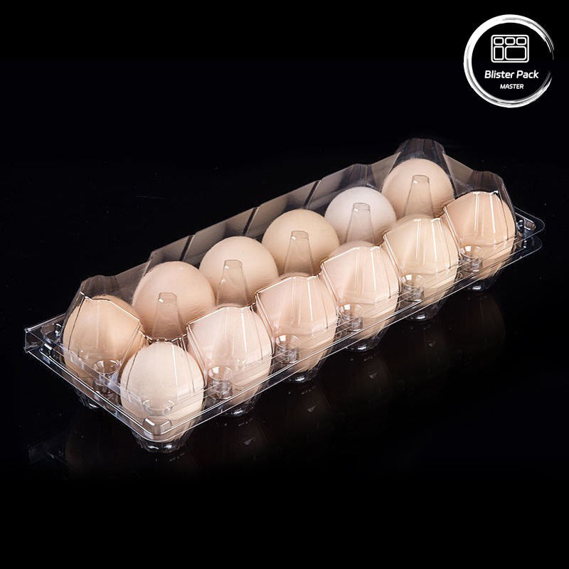 Vacuum Formed 12-Slot Durable PET  Egg Blister Tray Disposable Plastic Grid Tray With Cover