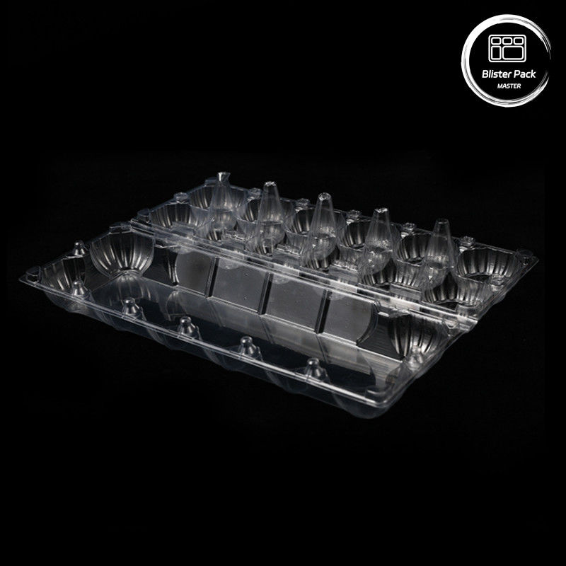Vacuum Formed 12-Slot Durable PET  Egg Blister Tray Disposable Plastic Grid Tray With Cover