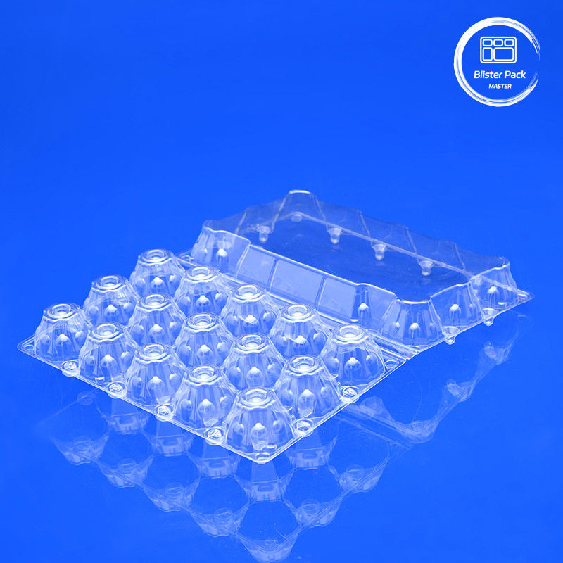 15 Slot Clear Disposable Plastic Egg Blister Tray Custom Designed 0.25mm~1.0mm Thickness