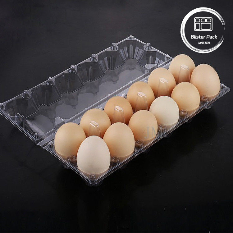 12 Hole Transparent Plastic Durable Egg Blister Tray Cartons for Secure Packaging