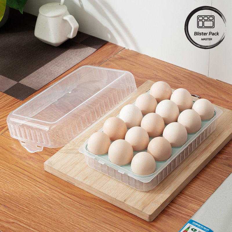 Stackable Transparent Plastic Egg Holder With Lid 10/15 Grids Refrigerator Safe Plastic Containers For Kitchen