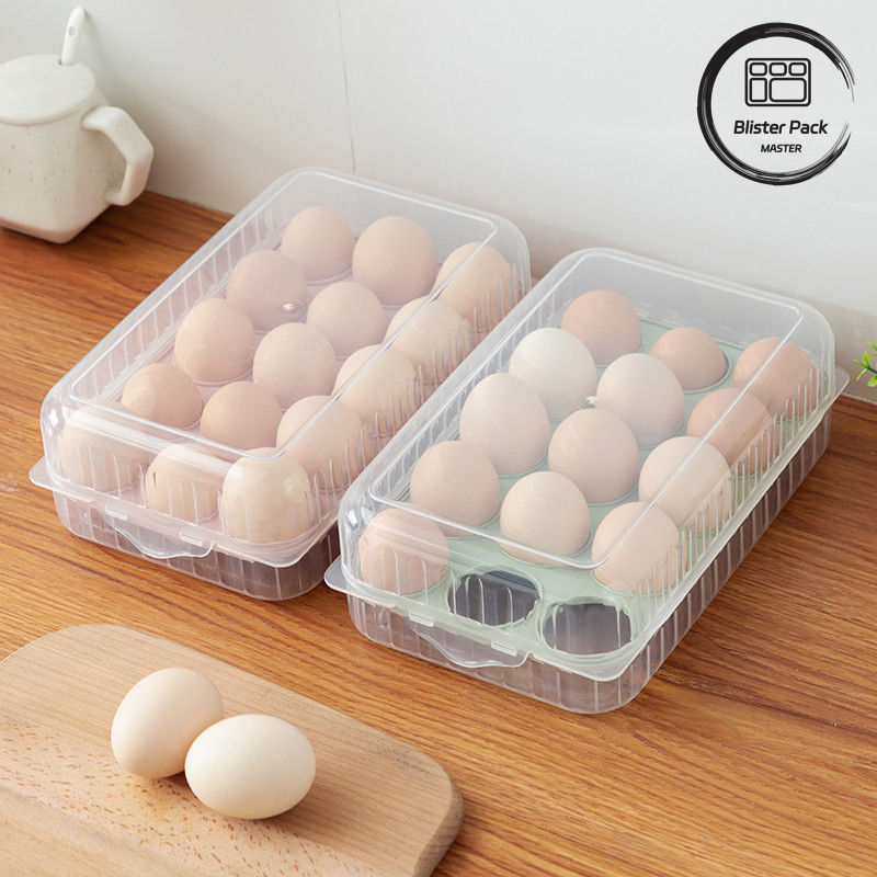 Stackable Transparent Plastic Egg Holder With Lid 10/15 Grids Refrigerator Safe Plastic Containers For Kitchen