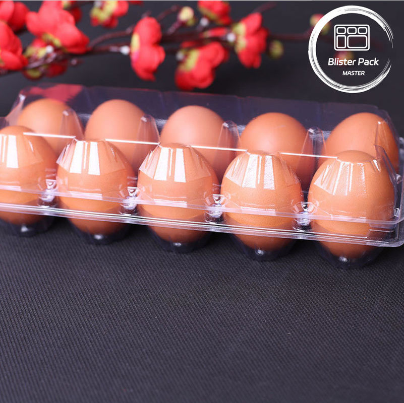 15 Cell Hinged Clamshell Clear Plastic Egg Trays Secure Thermoformed Plastic Shipping Trays