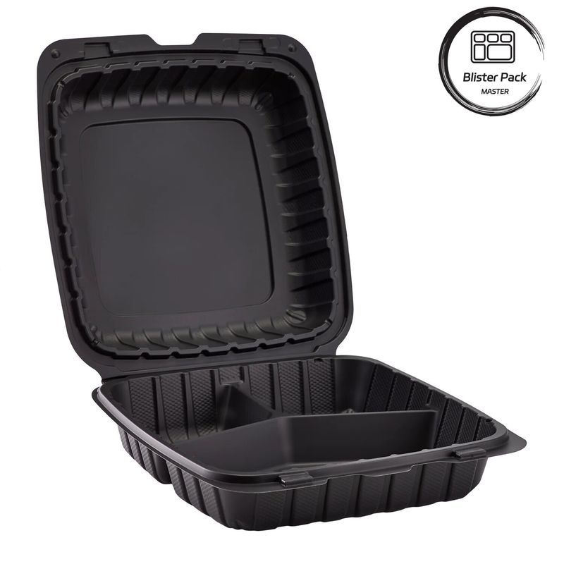 3 Compartment Thermoforming Plastic Take Out Container Square For Fast Food / Hot Meals