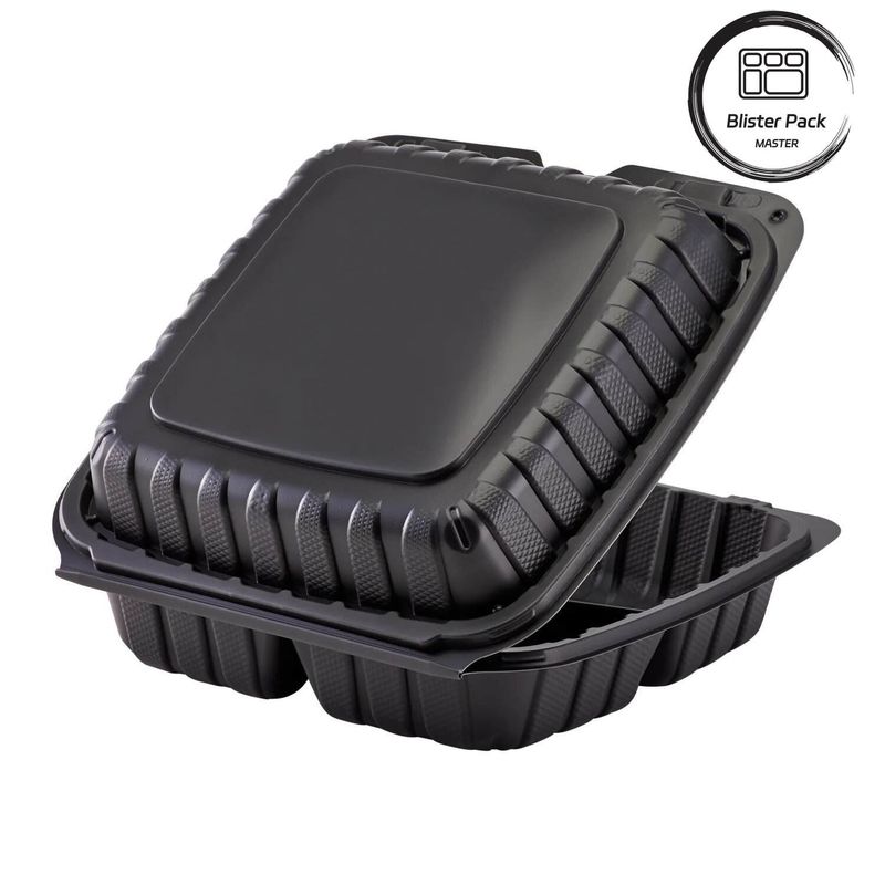 3 Compartment Thermoforming Plastic Take Out Container Square For Fast Food / Hot Meals