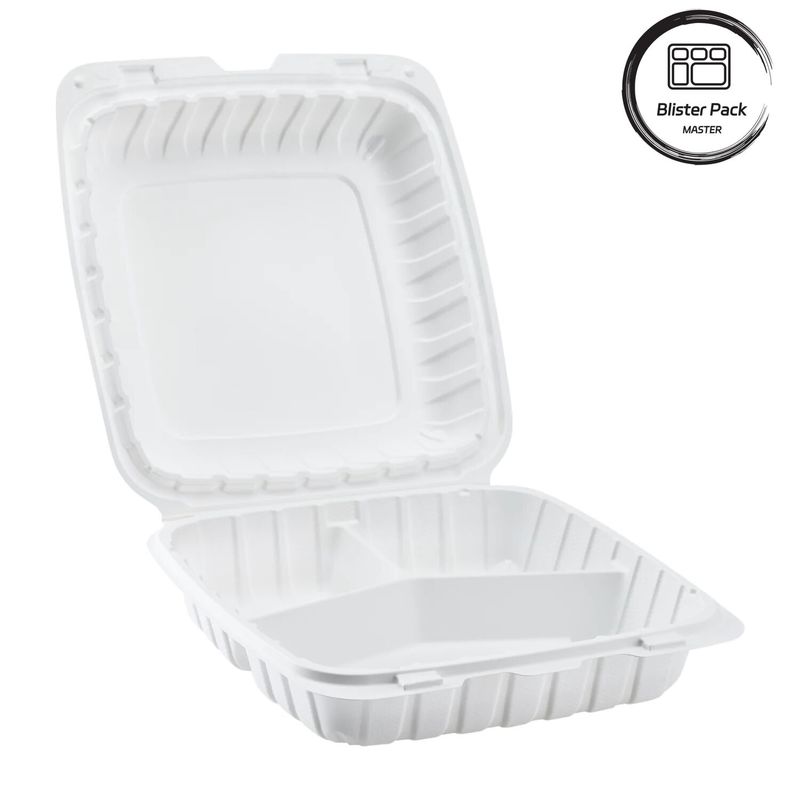 3 Compartment Thermoforming Plastic Take Out Container Square For Fast Food / Hot Meals