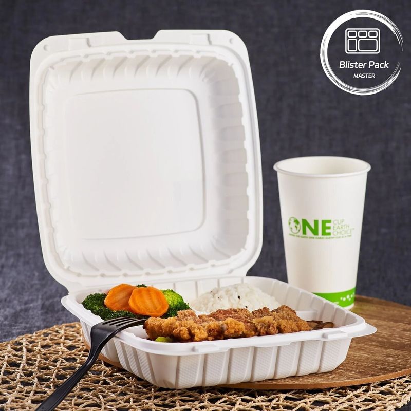 3 Compartment Thermoforming Plastic Take Out Container Square For Fast Food / Hot Meals