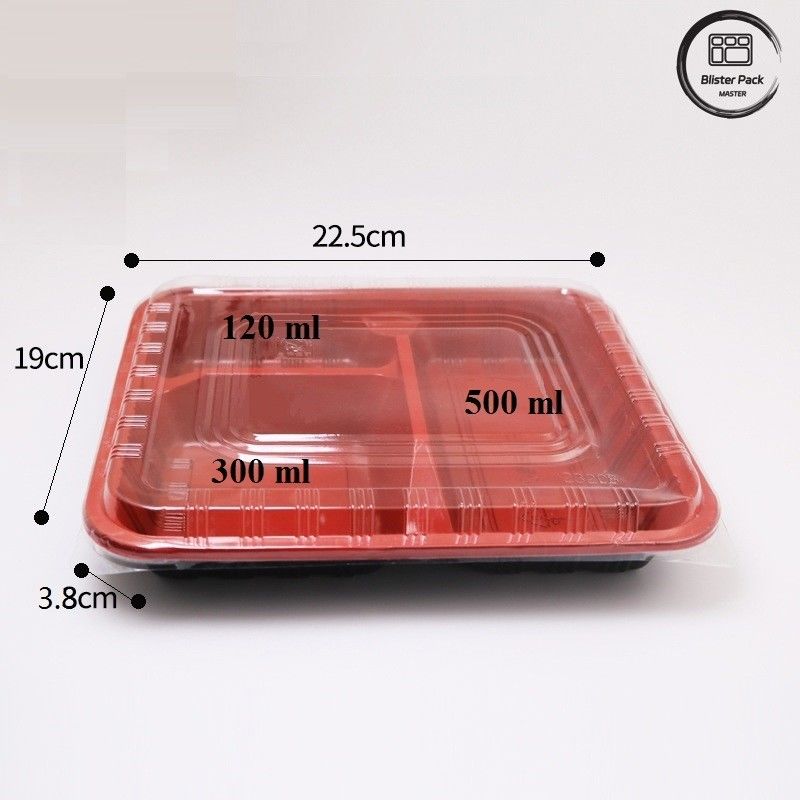 Eco Friendly 3 Compartment Bento Box Disposable  PP Plastic Microwave And Refrigerator Safe