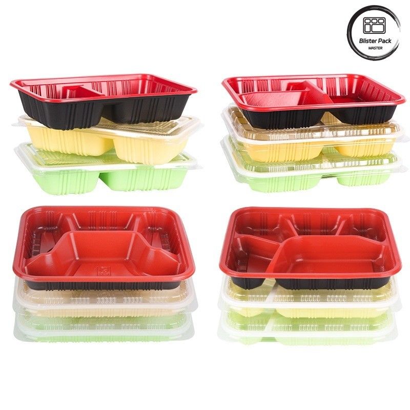 Eco Friendly 3 Compartment Bento Box Disposable  PP Plastic Microwave And Refrigerator Safe