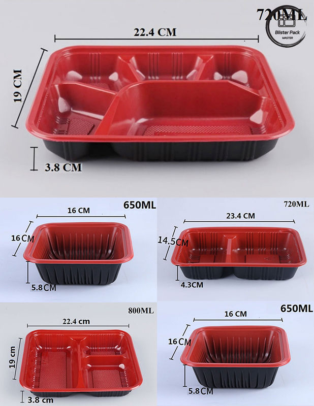 Eco Friendly 3 Compartment Bento Box Disposable  PP Plastic Microwave And Refrigerator Safe