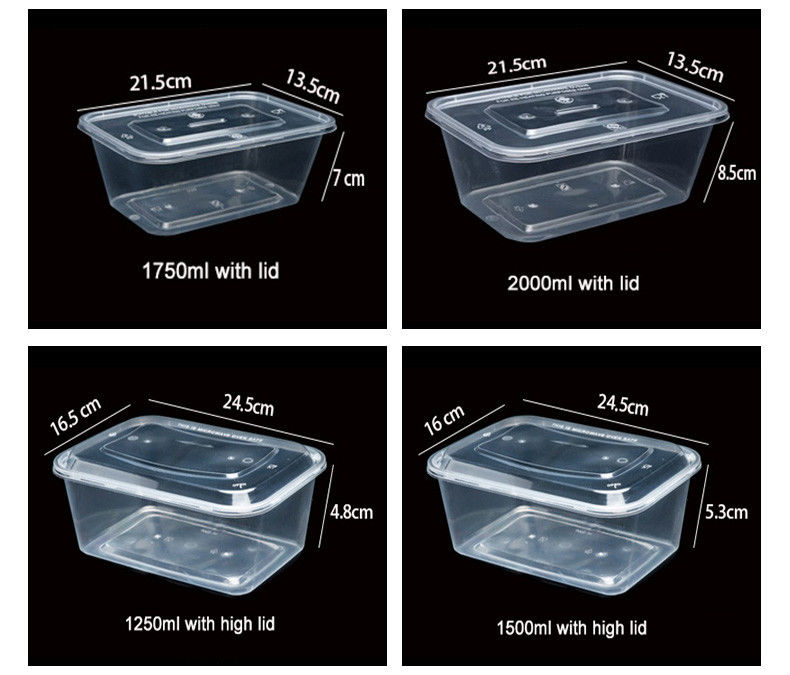 Transparent Plastic Meal Prep 6 Compartment Disposable Bento Box For Hotels And Events