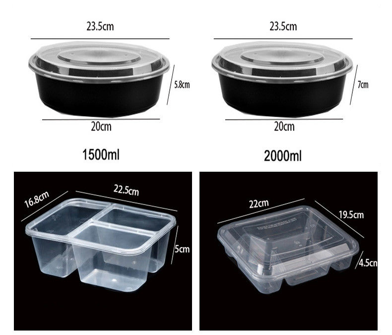 Transparent Plastic Meal Prep 6 Compartment Disposable Bento Box For Hotels And Events
