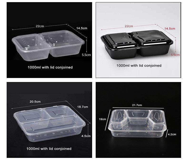 Transparent Plastic Meal Prep 6 Compartment Disposable Bento Box For Hotels And Events