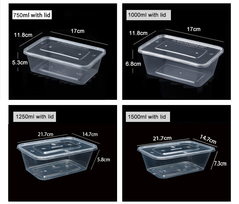 Transparent Plastic Meal Prep 6 Compartment Disposable Bento Box For Hotels And Events