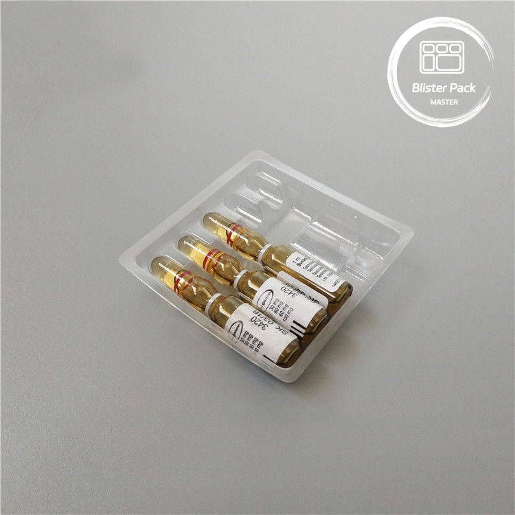 Customized Plastic Ampoule Medical Blister Packaging Tray for 1ml Vials Clear PVC Disposable