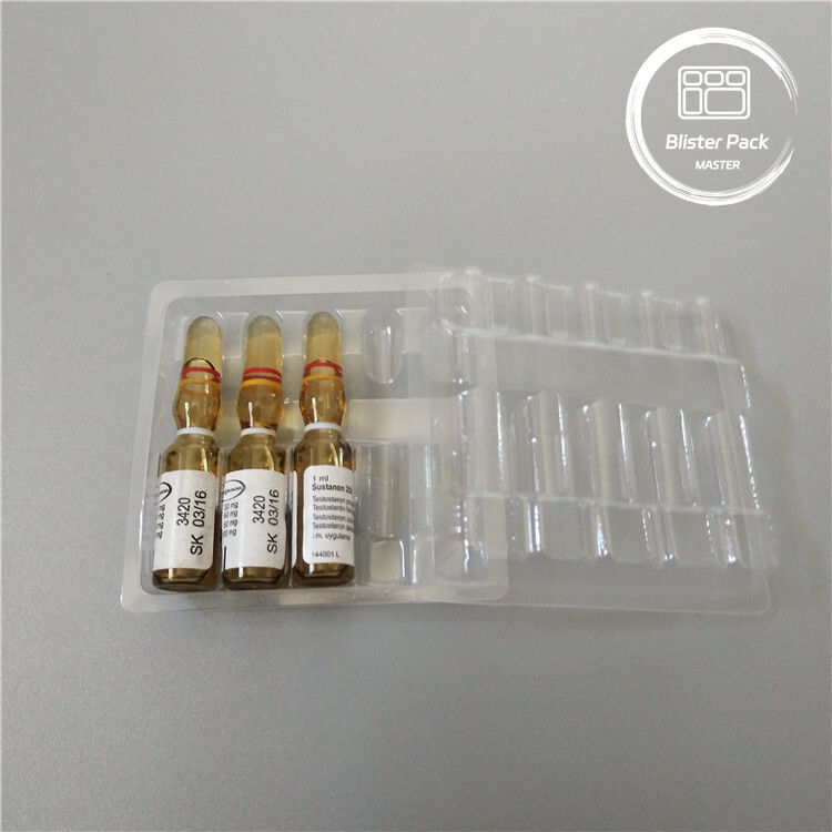 Customized Plastic Ampoule Medical Blister Packaging Tray for 1ml Vials Clear PVC Disposable