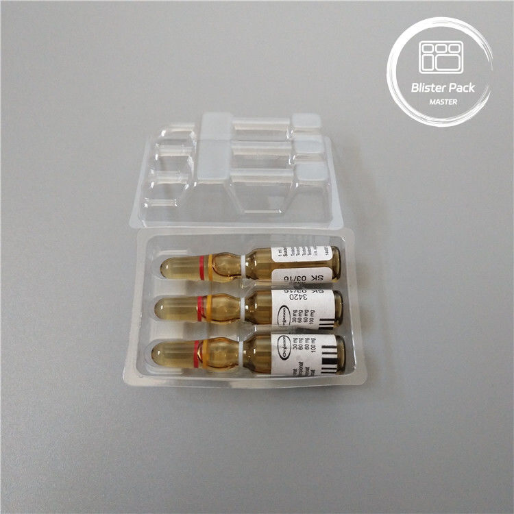 Customized Plastic Ampoule Medical Blister Packaging Tray for 1ml Vials Clear PVC Disposable