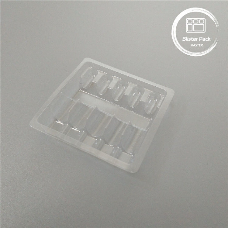 Customized Plastic Ampoule Medical Blister Packaging Tray for 1ml Vials Clear PVC Disposable