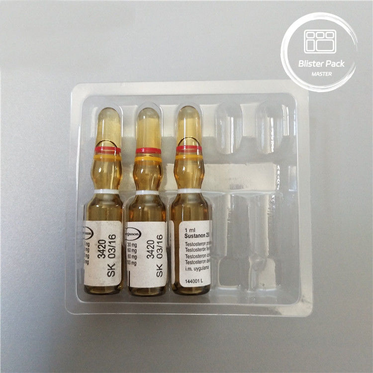Customized Plastic Ampoule Medical Blister Packaging Tray for 1ml Vials Clear PVC Disposable