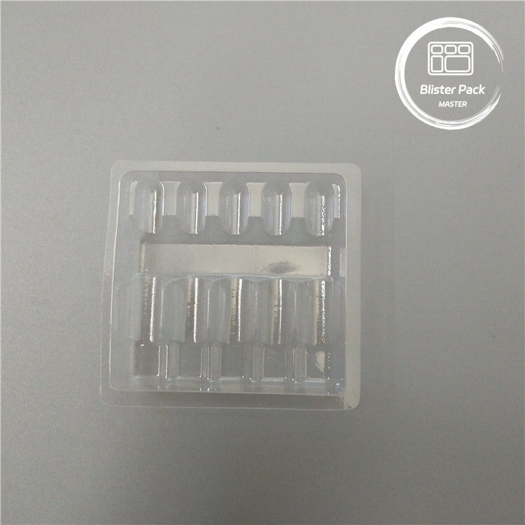 Customized Plastic Ampoule Medical Blister Packaging Tray for 1ml Vials Clear PVC Disposable