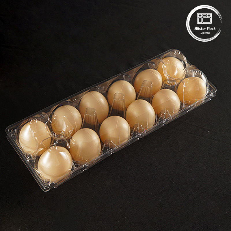 12 Cell Transparent PET Egg Tray Customizable Logo Plastic Egg Container For Storage