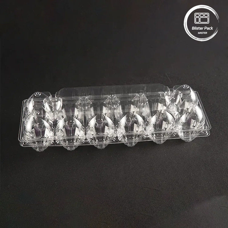 12 Cell Transparent PET Egg Tray Customizable Logo Plastic Egg Container For Storage