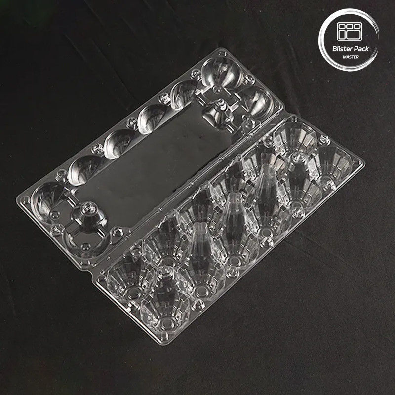 12 Cell Transparent PET Egg Tray Customizable Logo Plastic Egg Container For Storage