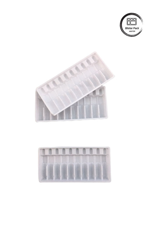 Custom Vacuum Formed Plastic Ampoule Tray, White Medicine Bottle Blister Packaging for 10ml Vials