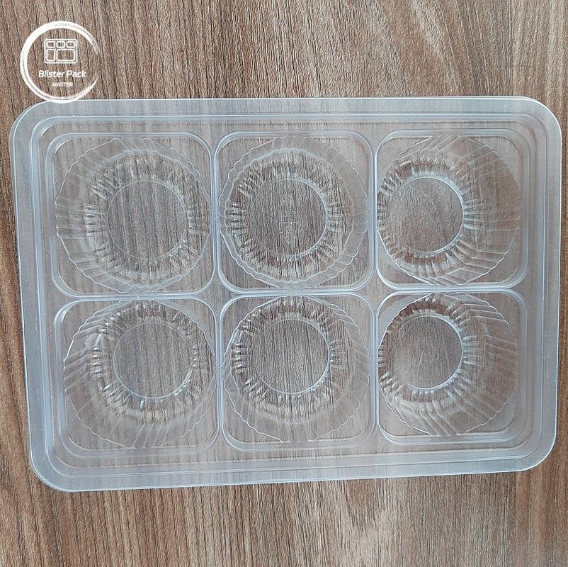 Disposable Blister Transparent PP Plastic Tray, 6-Cavity Packaging For Chocolate, Candy, Mooncake, Muffin, And Dumplings
