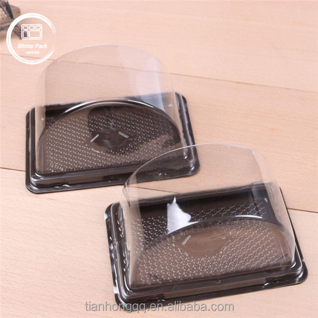 Custom Semi-Circular Transparent Plastic Cake Tray with Lid Biscuit Packaging with Seal Label