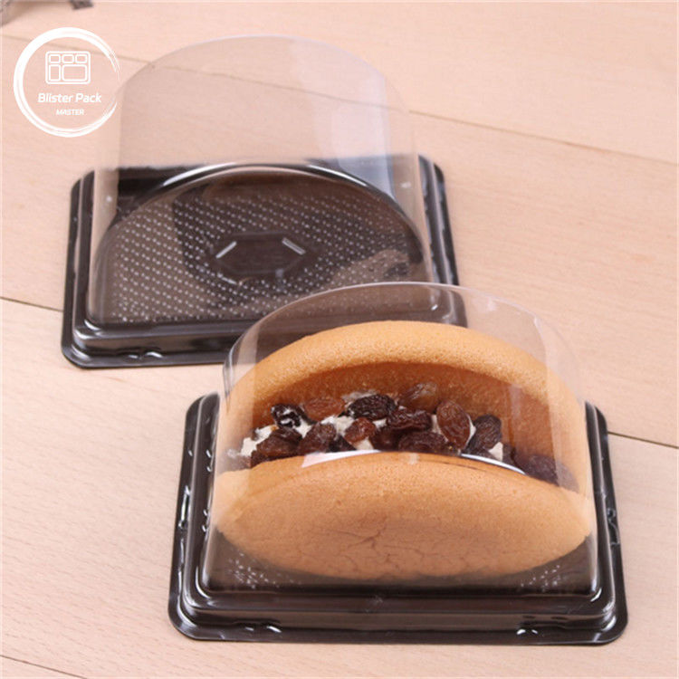 Custom Semi-Circular Transparent Plastic Cake Tray with Lid Biscuit Packaging with Seal Label