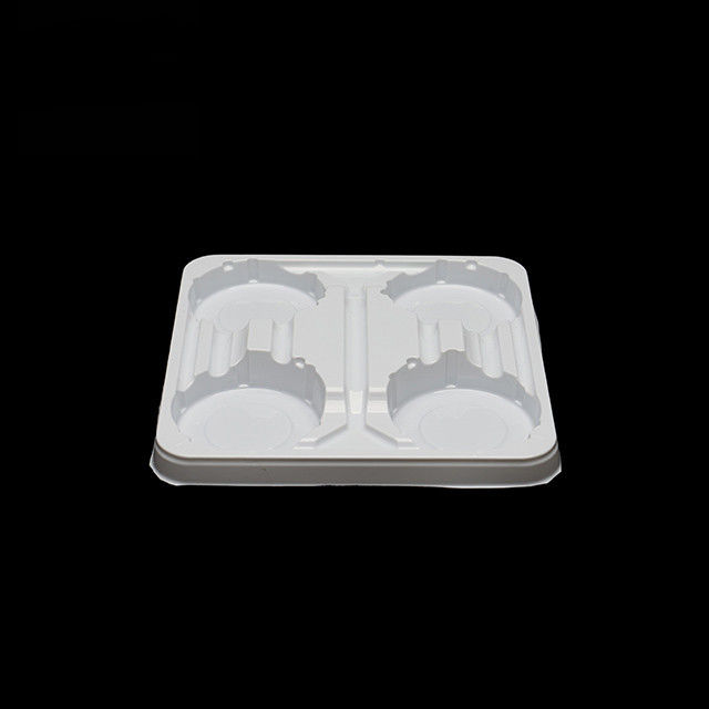 White PET Disposable Takeaway Tray, 4-Part Coffee Cup Holder For Milk, Yogurt, And Beverages