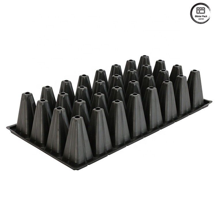 32-Cell Plastic Nursery Seed Tray, Vacuum Formed for Seed Growth, Black Seedling Tray